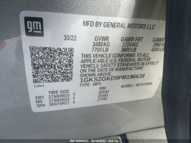 1GKS2GKD9PR196638 GMC Yukon Xl Slt