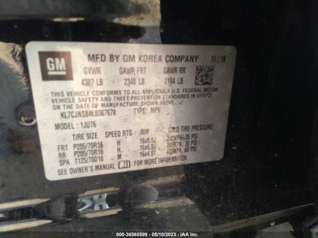 Chevrolet TRAX LS 2020 KL7CJNSB4LB067678 Image 9