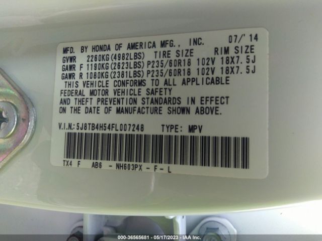 5J8TB4H54FL007248 Acura Rdx Tech Pkg