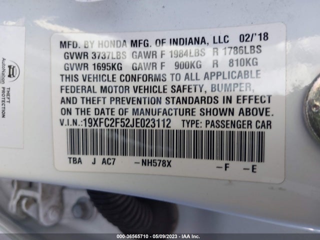 Honda Civic Sedan Lx 2018 19XFC2F52JE023112 Image 11