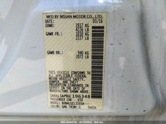 1N4AL3AP9GC196348 Nissan ALTIMA 2.5