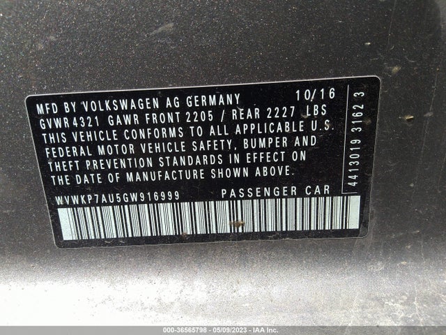 WVWKP7AU5GW916999 Volkswagen E-golf Se