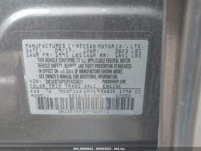 Nissan SENTRA S 2017 3N1AB7AP5HY403401 Image 9
