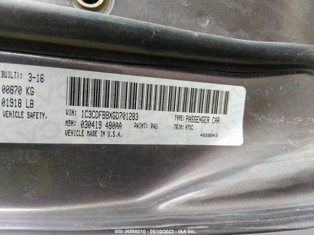 Dodge DART SXT 2016 1C3CDFBBXGD701283 Image 9
