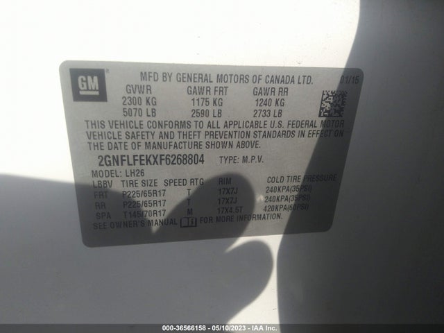 Chevrolet EQUINOX LT 2015 2GNFLFEKXF6268804 Image 9
