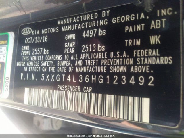 5XXGT4L36HG123492 KIA Optima Lx