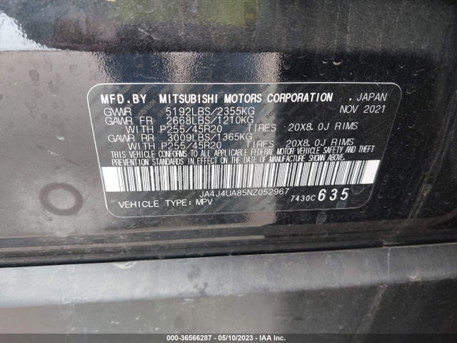 JA4J4UA85NZ052967 Mitsubishi Outlander Se