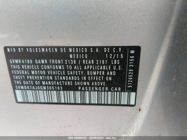 3VWD67AJ0GM305163 Volkswagen Jetta Sedan 1.4t Se