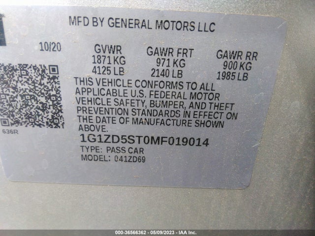 Chevrolet MALIBU LT 2021 1G1ZD5ST0MF019014 Image 9
