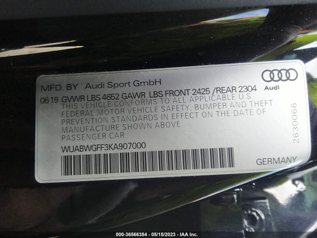 2019 Audi RS 3, VIN: WUABWGFF3KA907000