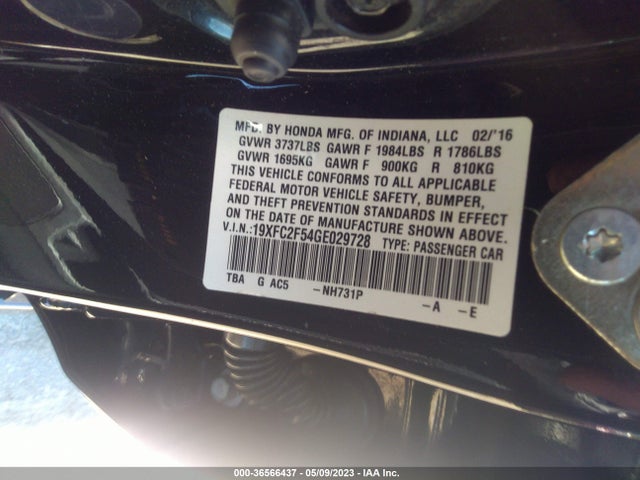 Honda Civic Sedan Lx 2016 19XFC2F54GE029728 Image 9
