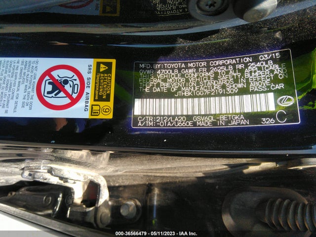 JTHBK1GG7F2191309 Lexus ES 350