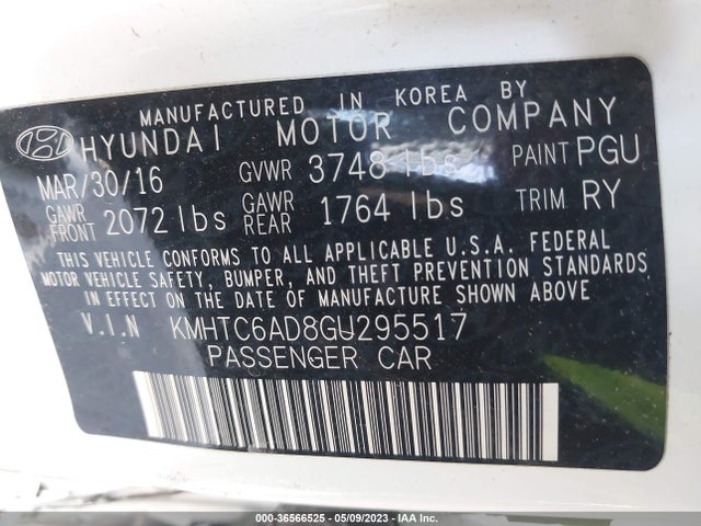 Hyundai VELOSTER 2016 KMHTC6AD8GU295517 Image 10