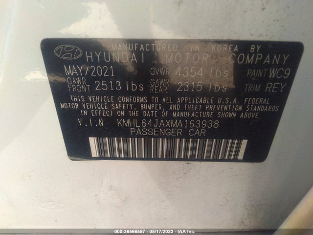 Hyundai SONATA SEL 2021 KMHL64JAXMA163938 Image 10