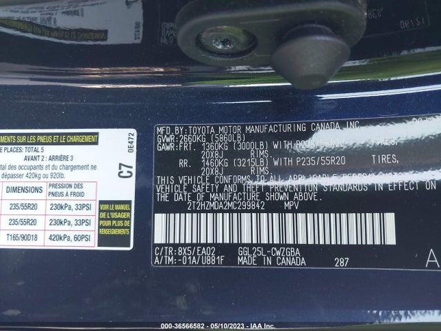 2021 Lexus RX, VIN: 2T2HZMDA2MC299842