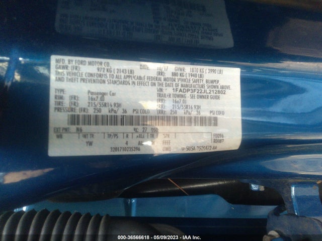 Ford FOCUS SE 2018 1FADP3F22JL212802 Image 9