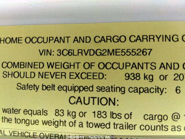 2022 RAM PROMASTER CARGO VAN VIN: 3C6LRVDG2ME555267
