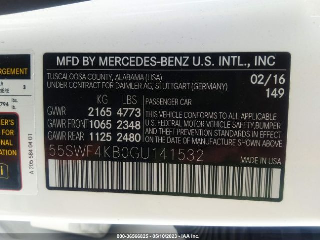 55SWF4KB0GU141532 Mercedes-Benz C-class C 300
