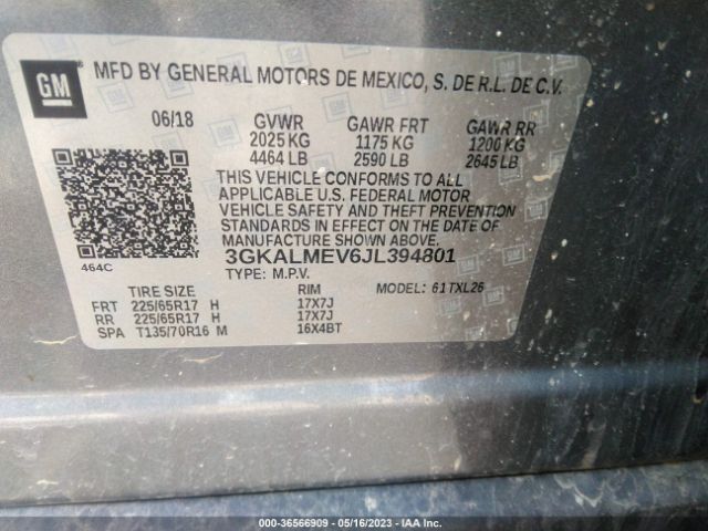 3GKALMEV6JL394801 GMC Terrain Sle