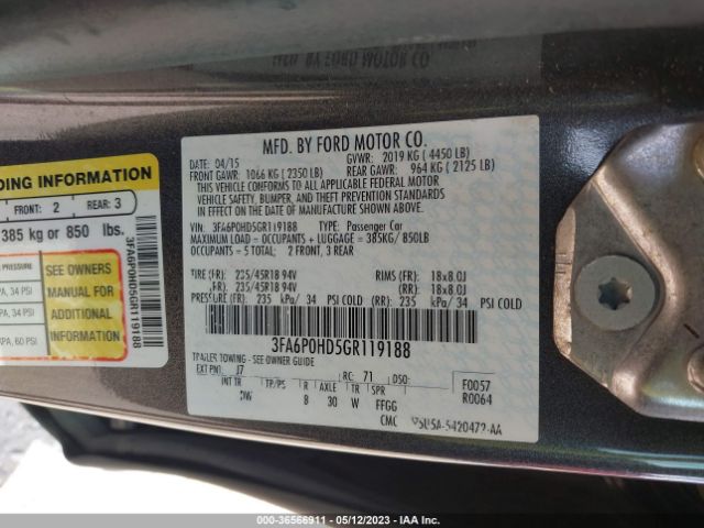 3FA6P0HD5GR119188 Ford FUSION SE