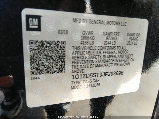 Chevrolet MALIBU LT 2018 1G1ZD5ST3JF203696 Image 11