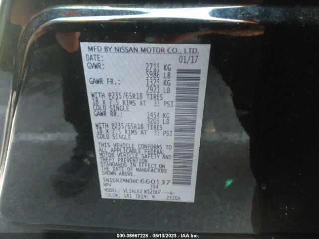 5N1DR2MN0HC660537 Nissan Pathfinder Sv