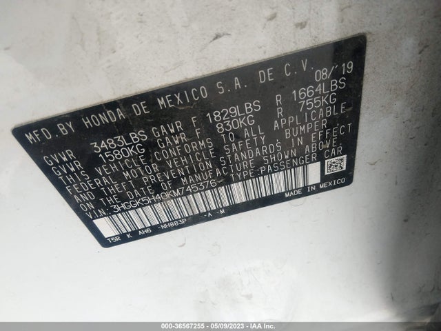 Honda FIT LX 2019 3HGGK5H40KM745376 Image 9