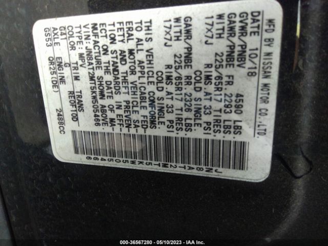 JN8AT2MT5KW505466 Nissan ROGUE SV
