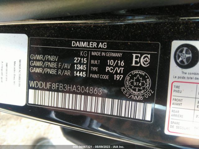 WDDUF8FB3HA304863 Mercedes-Benz S-class S 550