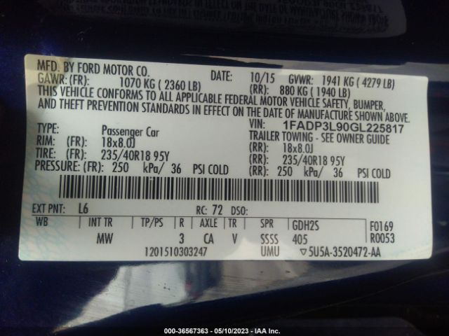 1FADP3L90GL225817 Ford FOCUS ST