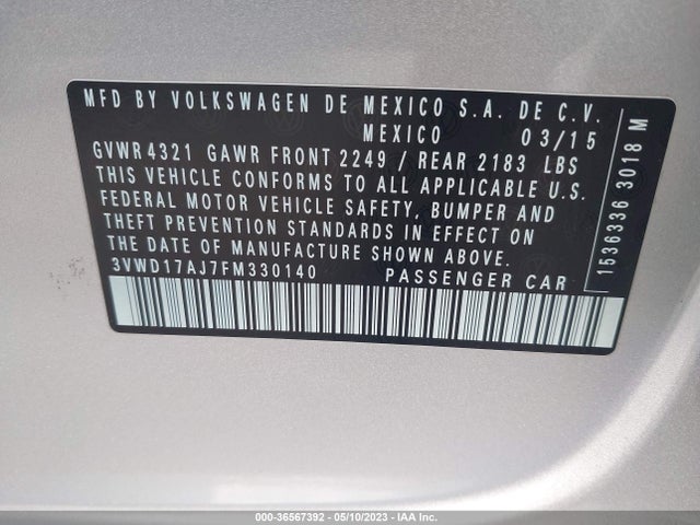 3VWD17AJ7FM330140 Volkswagen Jetta Sedan 1.8t Se
