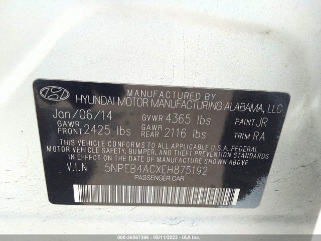 Hyundai SONATA GLS 2014 5NPEB4ACXEH875192 Image 9