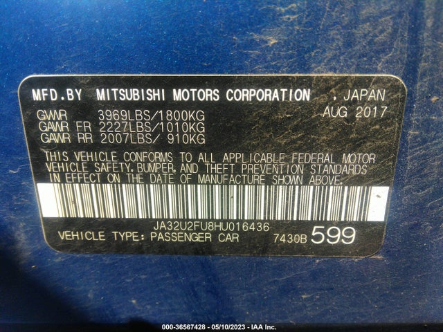 JA32U2FU8HU016436 Mitsubishi Lancer Es/le
