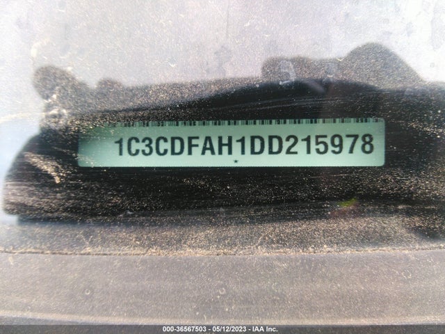 2013 DODGE DART AERO VIN: 1C3CDFAH1DD215978