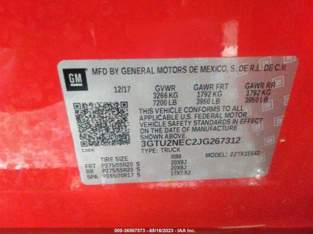 3GTU2NEC2JG267312 GMC Sierra 1500 Slt