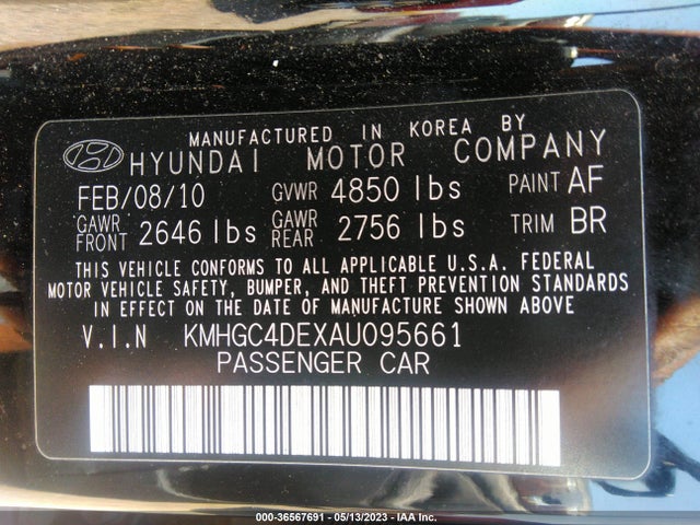 Продаж на аукціоні авто 2010 Hyundai Genesis, vin: KMHGC4DEXAU095661, номер лоту: 36567691
