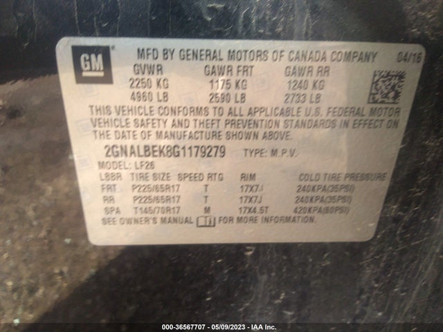 Chevrolet EQUINOX LS 2016 2GNALBEK8G1179279 Image 10