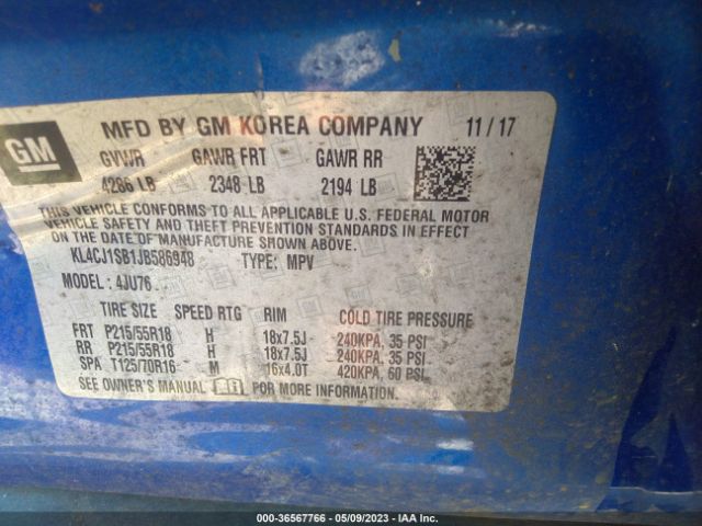 KL4CJ1SB1JB586948 Buick Encore Sport Touring