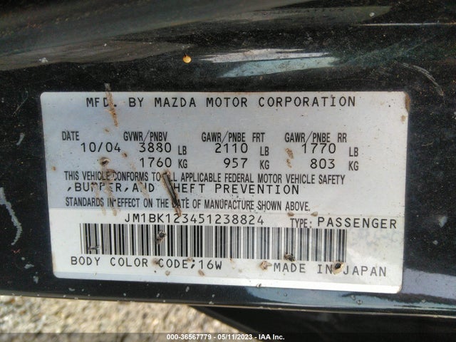 2005 MAZDA MAZDA3 S VIN: JM1BK123451238824
