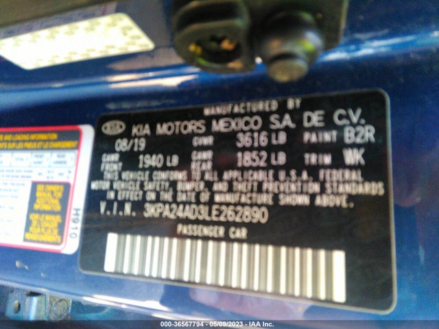 2020 KIA RIO S VIN: 3KPA24AD3LE262890