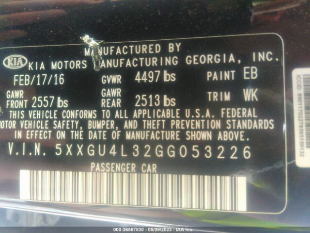 5XXGU4L32GG053226 KIA OPTIMA EX