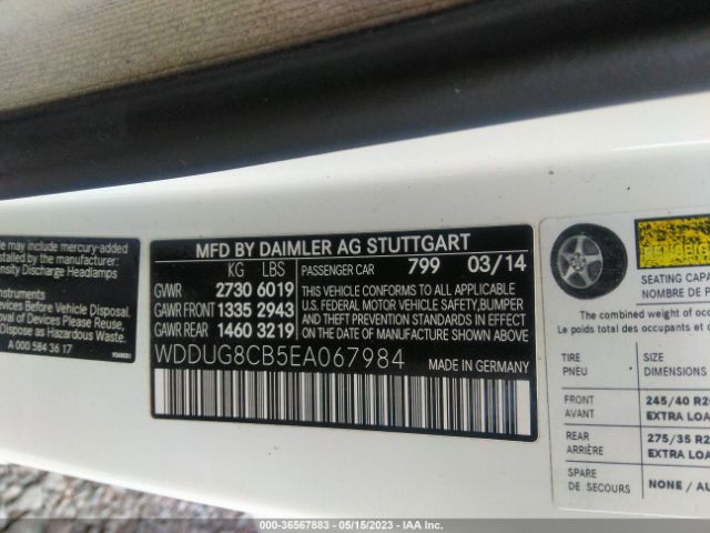 WDDUG8CB5EA067984 Mercedes-Benz S-class S 550