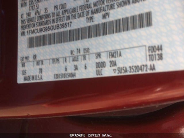 Ford ESCAPE SE 2016 1FMCU9G95GUB39517 Image 10