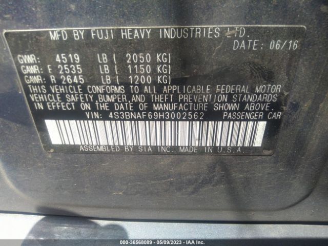 4S3BNAF69H3002562 Subaru Legacy Premium