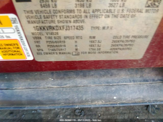 1GKKVRKDXFJ317435 GMC ACADIA SLT
