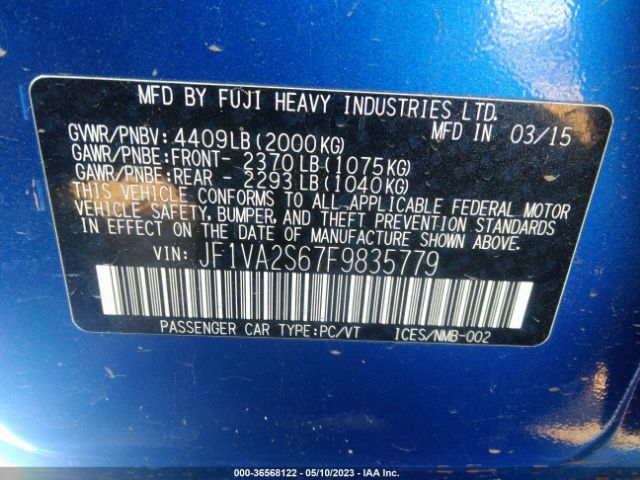 JF1VA2S67F9835779 Subaru Wrx Sti Limited