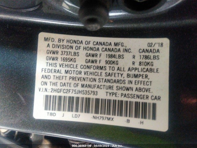 Honda Civic Sedan Ex 2018 2HGFC2F75JH535793 Image 11