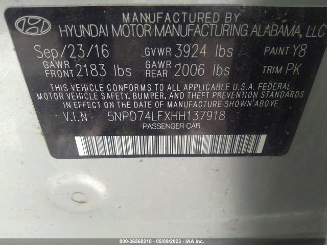 Hyundai ELANTRA SE 2017 5NPD74LFXHH137918 Image 9