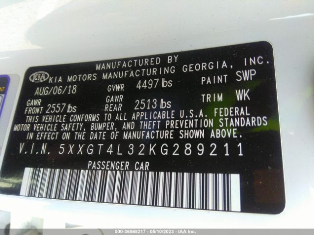 5XXGT4L32KG289211 KIA Optima S