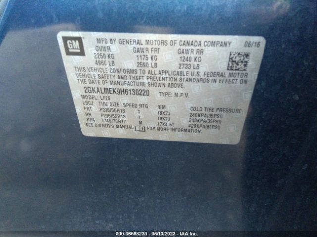 2GKALMEK9H6130220 GMC Terrain Sle